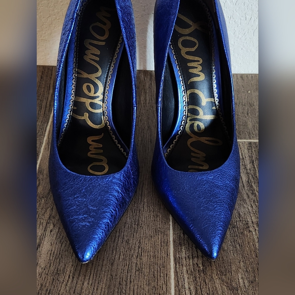 Sam Edelman Metallic Blue Heels "Danna" - Leather Stilettos - Picture 2 of 9